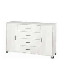 Credenza madia mobile con 2 ante e 4 cassetti 136x41x86H cm in kit di montaggio colore Bianco fiammato