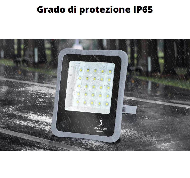 Proiettore led solare 200 watt grigio monocristallino ip65 6500k