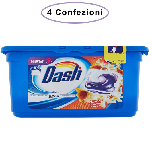 Dash allin1 pods detersivo per lavatrice in monodosi ambra 4 confezioni da 30 capsule