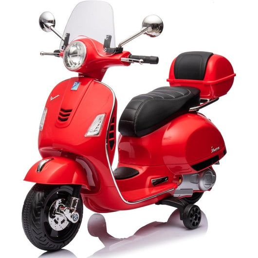 Moto Elettrica per Bambini Piaggio Vespa GTS SUPER 12V Full Optional con Bauletto Rosso