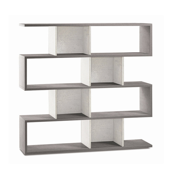 Libreria modulare 4 piani 150x37x144H cm in kit colore Cemento e Ossido Bianco