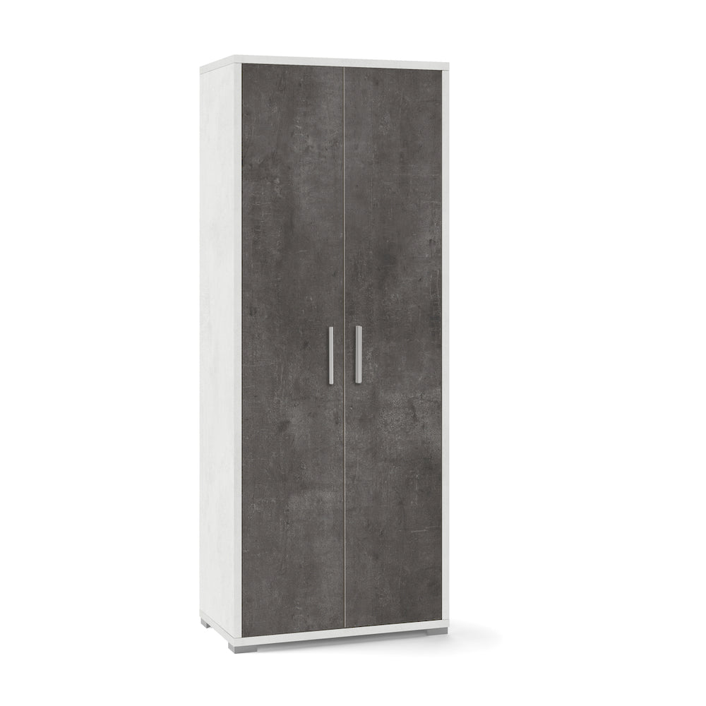 Armadio mobile 2 ante 71x41x182H cm in kit di design colore Ossido bianco e Ossido nero