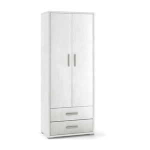 Armadio mobile 2 ante con 2 cassetti 71x41x182H cm in kit dal design elegante colore Ossido bianco