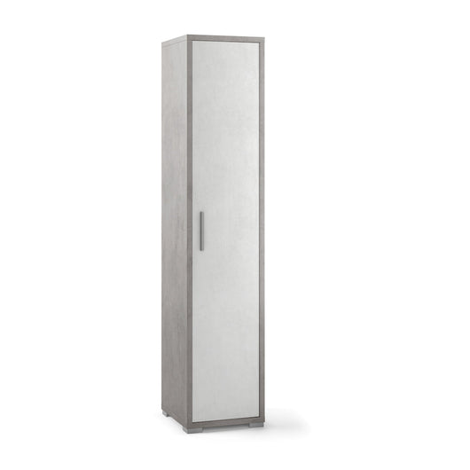 Armadio mobile colonna 1 anta 39x41x182h cm in kit colore Grigio cemento e Ossido bianco