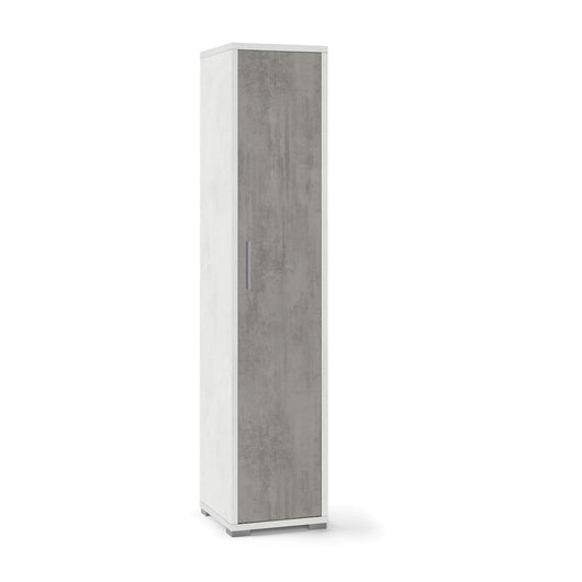 Armadio mobile colonna 1 anta 39x41x182h cm in kit colore Ossido bianco e Cemento