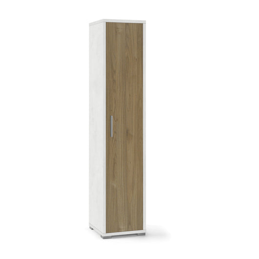 Armadio mobile colonna 1 anta 39x41x182h cm in kit colore Ossido bianco e Noce Stelvio