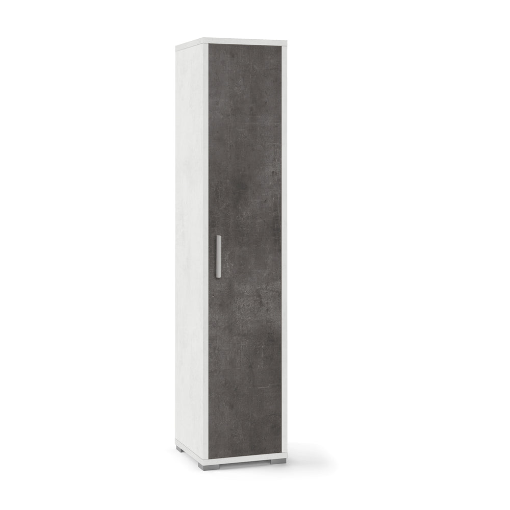 Armadio mobile colonna 1 anta 39x41x182h cm in kit colore Ossido bianco e Ossido nero