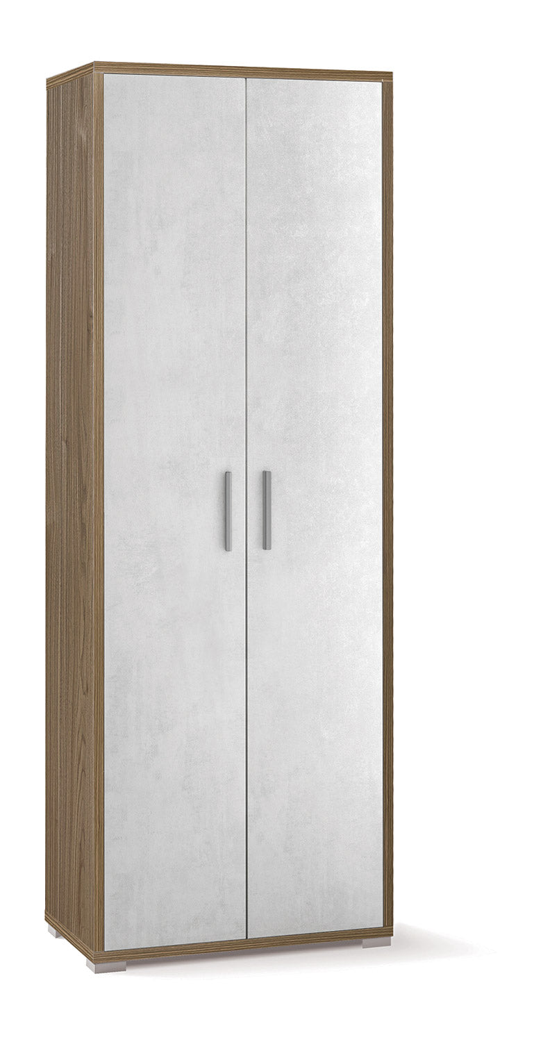 Armadio 2 Ante 71x199x41 cm Noce Stelvio/Ossido Bianco