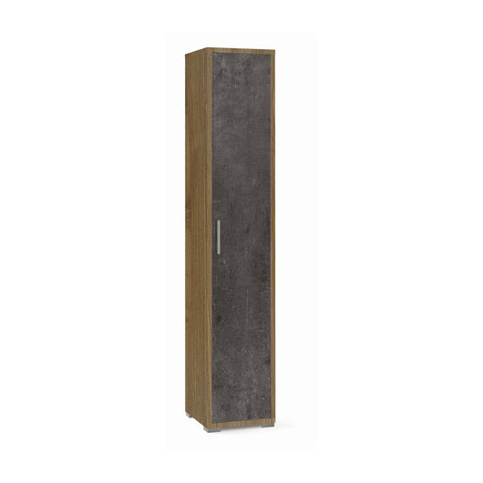 Armadio colonna 1 anta 39x41x199H cm in kit di montaggio colore Noce Stelvio e Ossido nero