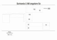 Scrivania con angolo sinistro 180x169x76H cm dal design moderno in kit di montaggio colore Ossido bianco