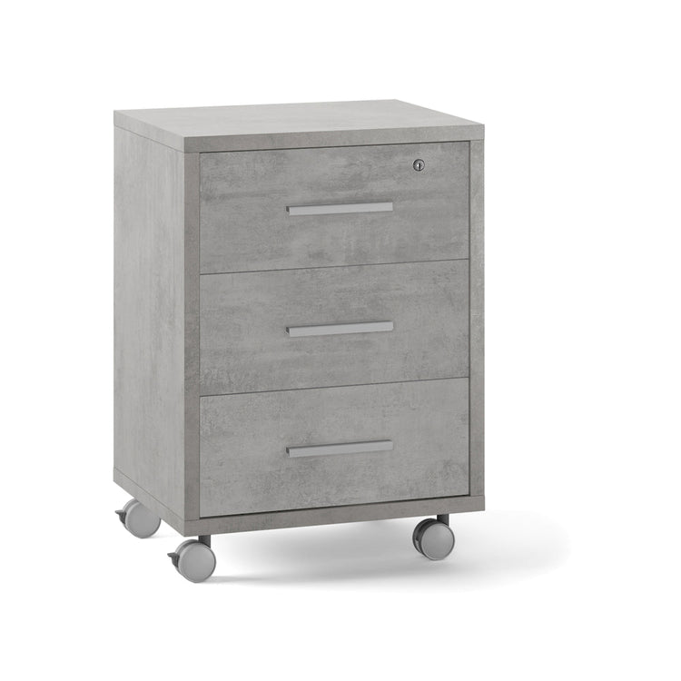 Cassettiera mobile 3 cassetti su ruote 51x41x71H cm in kit di montaggio colore Grigio cemento