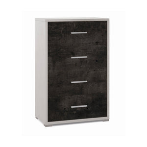 Cassettiera mobile 4 cassetti 71x41x110H cm in kit di montaggio colore Ossido bianco e Ossido nero