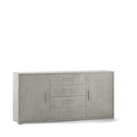 Credenza Mobile 2 ante con 4 cassetti 174x41x84H cm desing moderno in kit di montaggio colore Cemento