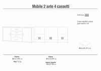 Credenza Mobile 2 ante con 4 cassetti 174x41x84H cm desing moderno in kit colore Ossido bianco e Noce Stelvio