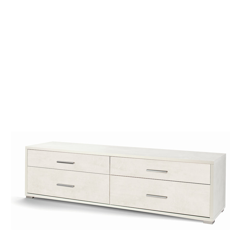 Cassettiera mobile con 4 cassetti 179x47x50H cm in kit di montaggio colore Ossido bianco