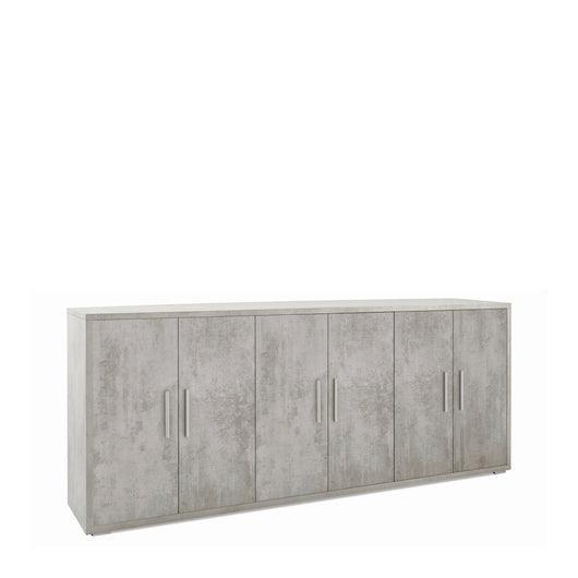 Madia credenza mobile 6 ante 203x41x84Hcm in kit di montaggio colore Cemento 