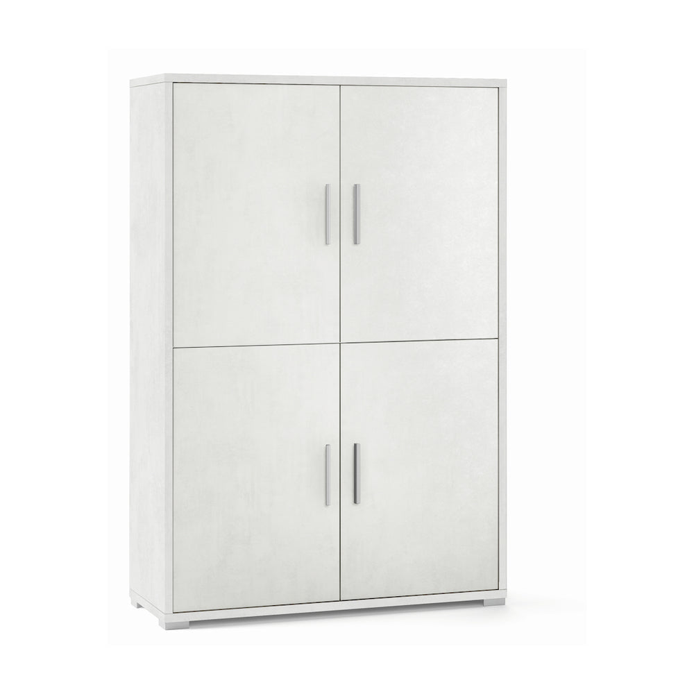 Armadio mobile 4 ante 108x41x161H cm in kit di montaggio colore Ossido bianco