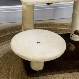 Albero Tiragraffi con Posatoio e Palline 44x38x74 cm Palo in Sisal Beige