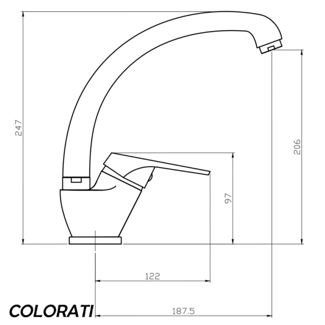 Ogomondo miscelatore oslo orientabile ottone colorato per lavello cucina *** finitura- bianco, confezione 1