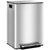 Pattumiera a Pedale 2 Sezioni 30L 47,7x37,5x66,8 cm in Acciaio Inox e PP