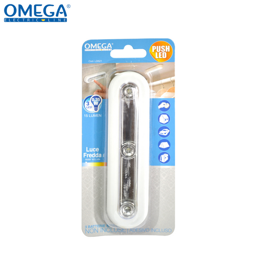 LAMPADA PUSH 3 LED OVALE ON/OFF 0.6W 15LUMEN 6500K COLORE BIANCO