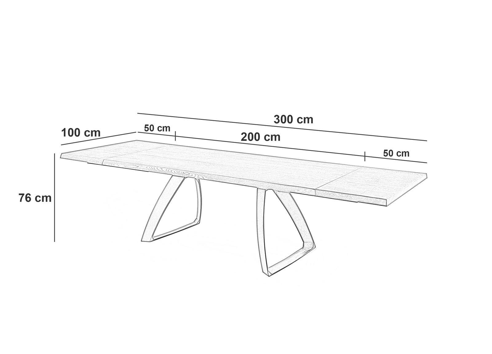 Tavolo Allungabile 200/300x100x76 cm in Rovere Termocotto Bridge  Naturale