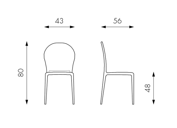 Set 4 Sedie 48x56xH80 cm in Polipropilene Spot Arancione