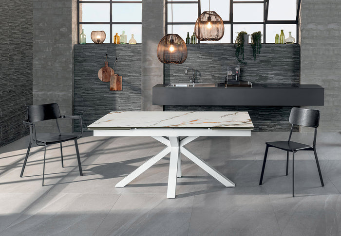 Tavolo Allungabile 90x160/240x76 cm in Ceramica Marmo Calacatta Ceramica 1