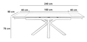 Tavolo Allungabile 90x160/240x76 cm in Ceramica Marmo Calacatta Ceramica 1