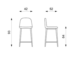 Set 2 Sgabelli 42x52xH93 cm in Similpelle Brigitte Marrone