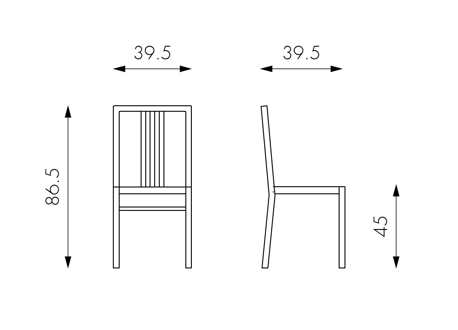 Set 2 Sedie 39,5x39,5xH86,5 cm in Legno Laccato Mina Grigio Chiaro