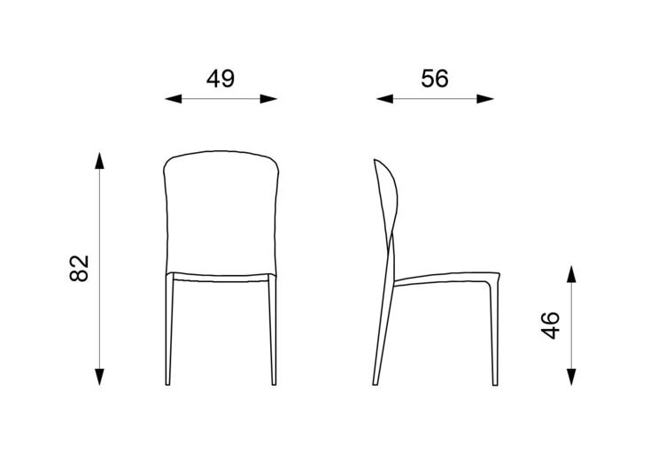 Set 4 Sedie 49x56xH82 cm in Similcuoio Break Tortora