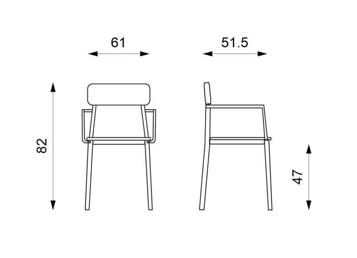 Set 4 Sedie 61x51,5xH82 cm in Legno e Metallo Woody capotavola Nero