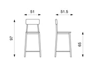 Set 2 Sgabelli 51x51,5xH97 cm in Legno e Metallo Woody Bianco