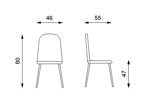 Set 4 Sedie 46x55xH80 cm in Polipropilene Tamara Visone