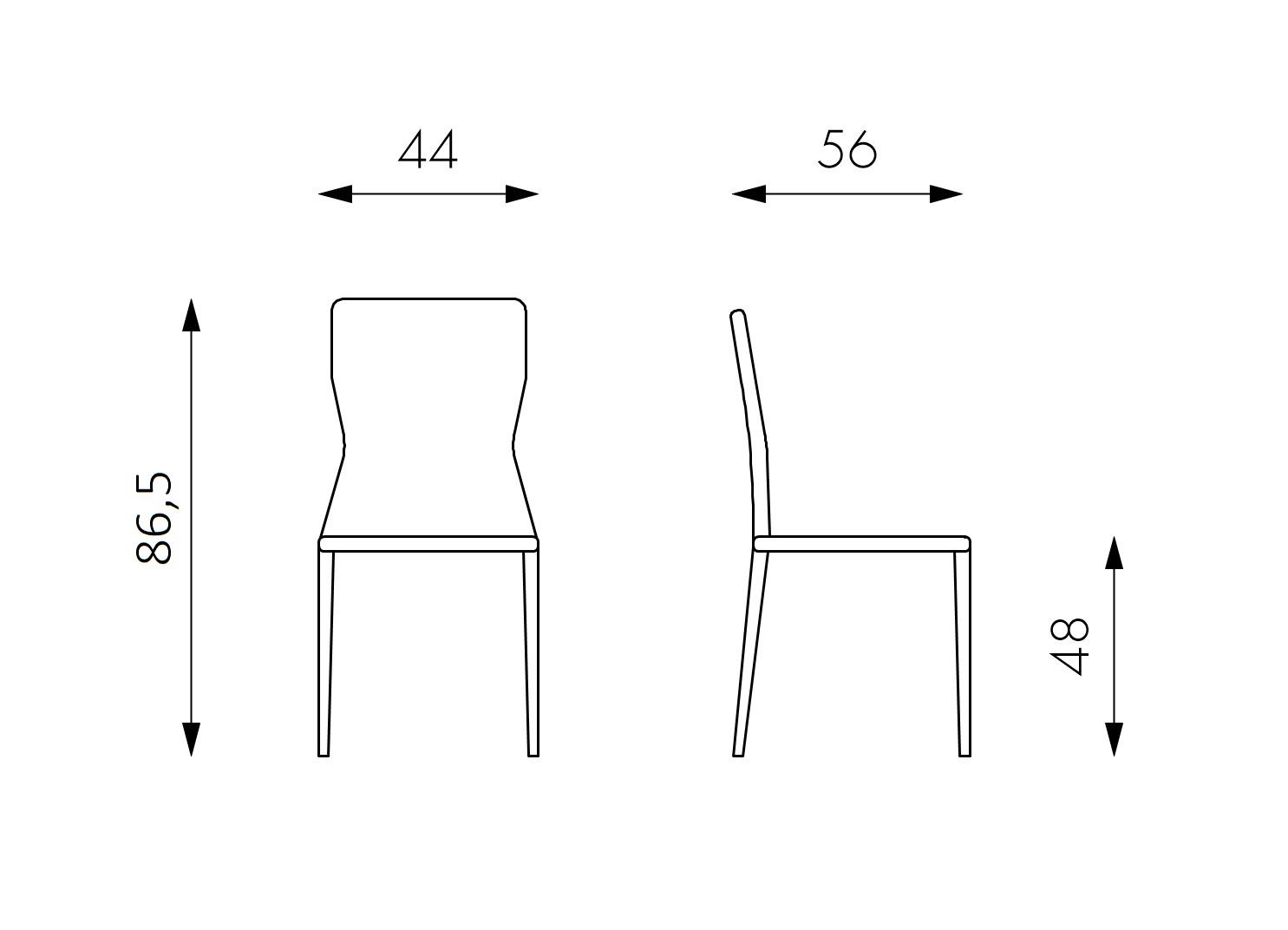 Set 2 Sedie 56x44xH86,5 cm in Similcuoio e Metallo Kim Whisky