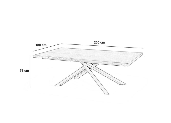 Tavolo Fisso 200x100x76 cm in Rovere Impiallacciato Spike Naturale