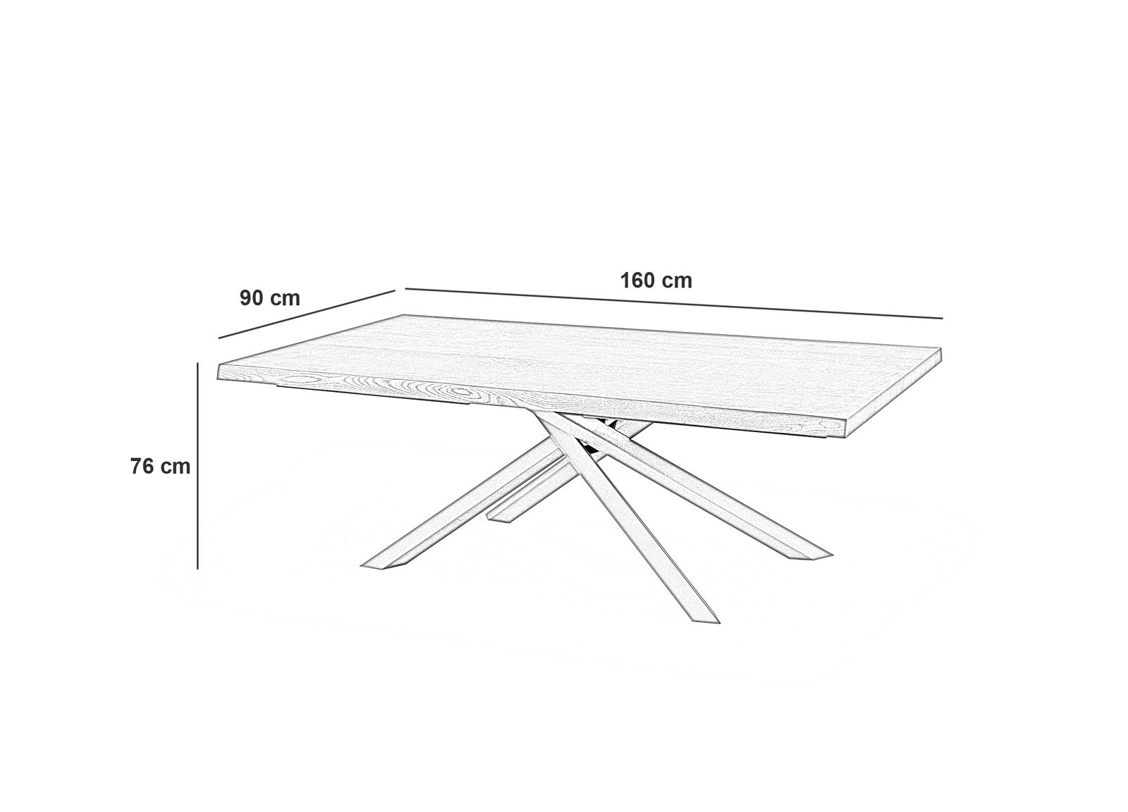 Tavolo Fisso 160x90x76 cm in Rovere Impiallacciato Spike Naturale