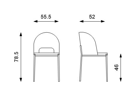 Set 2 Sedie 52x50x98 cm in Tessuto Greta Arancio