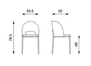 Set 2 Sedie 52x50x98 cm in Tessuto Greta Arancio