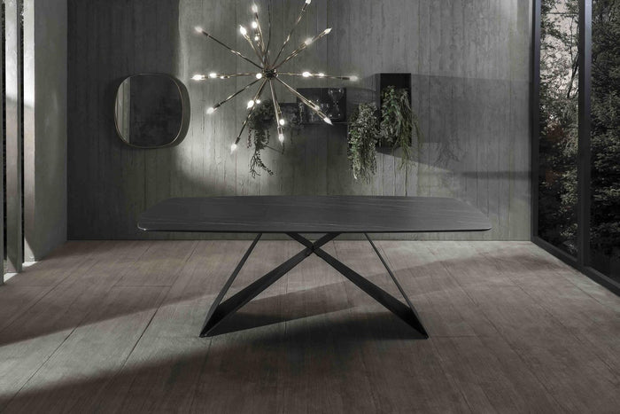 Tavolo Fisso 220x110x76 cm in Ceramica Thanos Nero