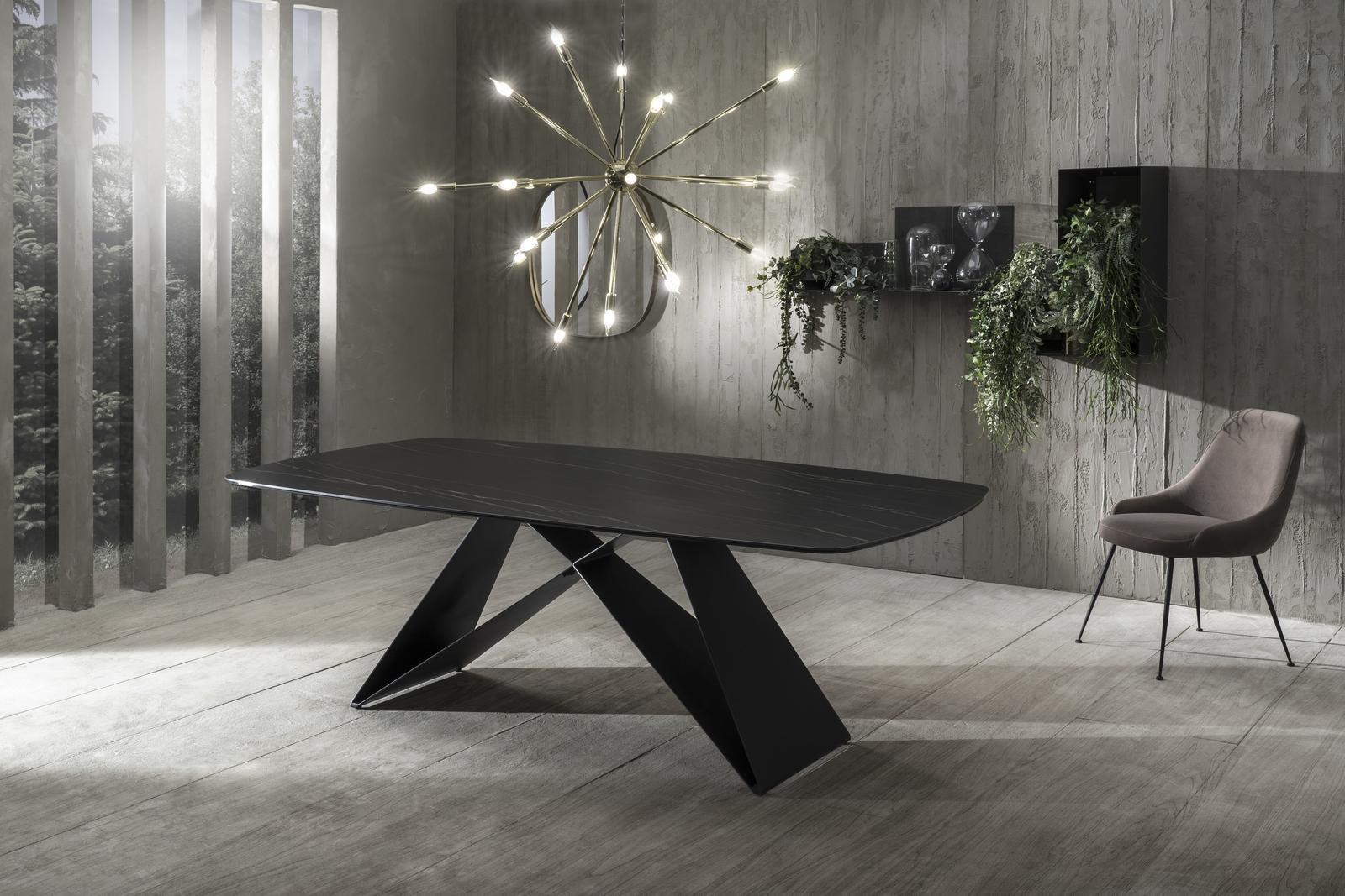 Tavolo Fisso 220x110x76 cm in Ceramica Thanos Nero