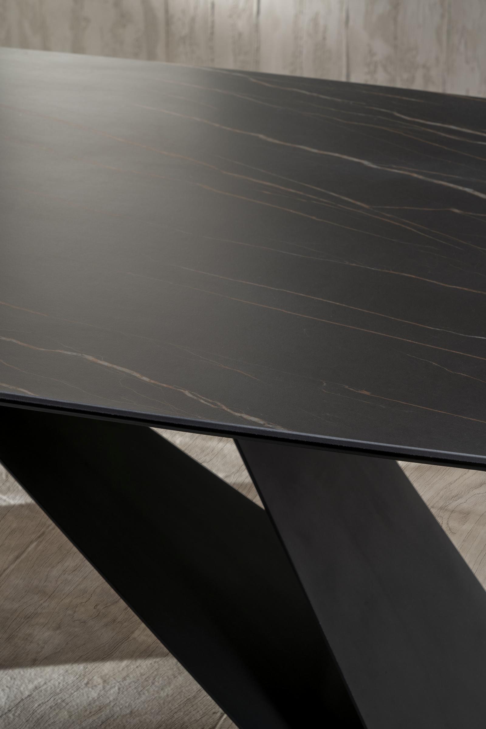 Tavolo Fisso 220x110x76 cm in Ceramica Thanos Nero