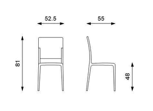 Set 4 Sedie 55x52,5xH81 cm in Polipropilene Venus Grigio Chiaro