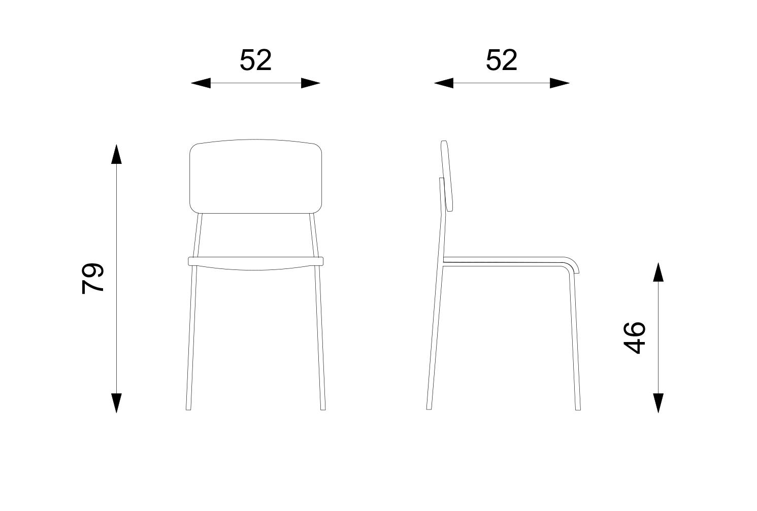 Set 4 Sedie 52x52xH79 cm in Polipropilene Mars Ruggine