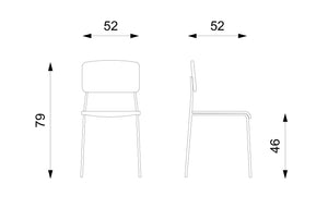 Set 4 Sedie 52x52xH79 cm in Polipropilene Mars Ruggine