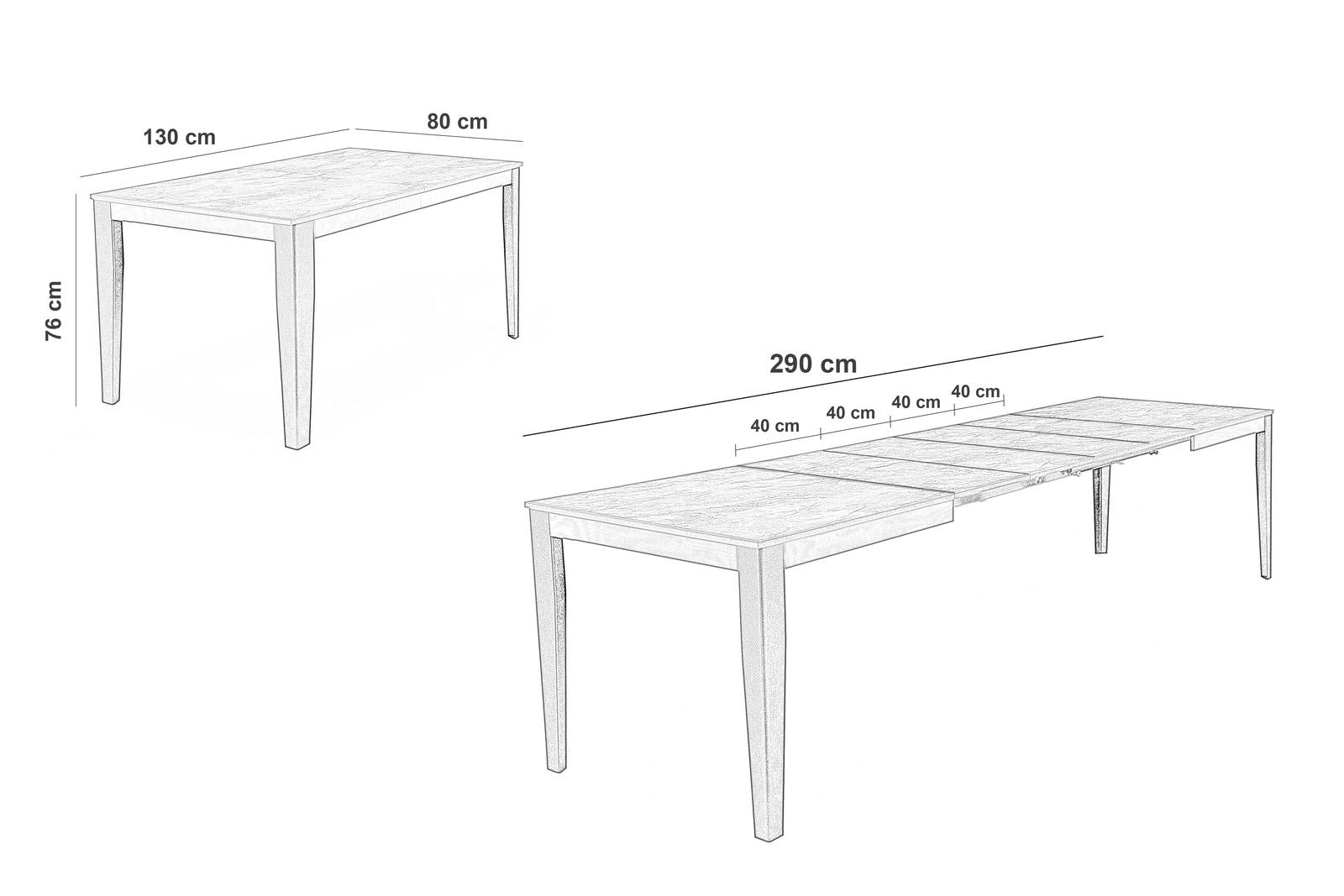 Tavolo Allungabile 130/290x80x76 cm in Melaminico Big Antracite