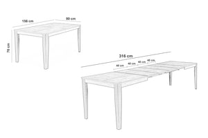 Tavolo Allungabile 156/316x90x76 cm in Melaminico Big Naturale