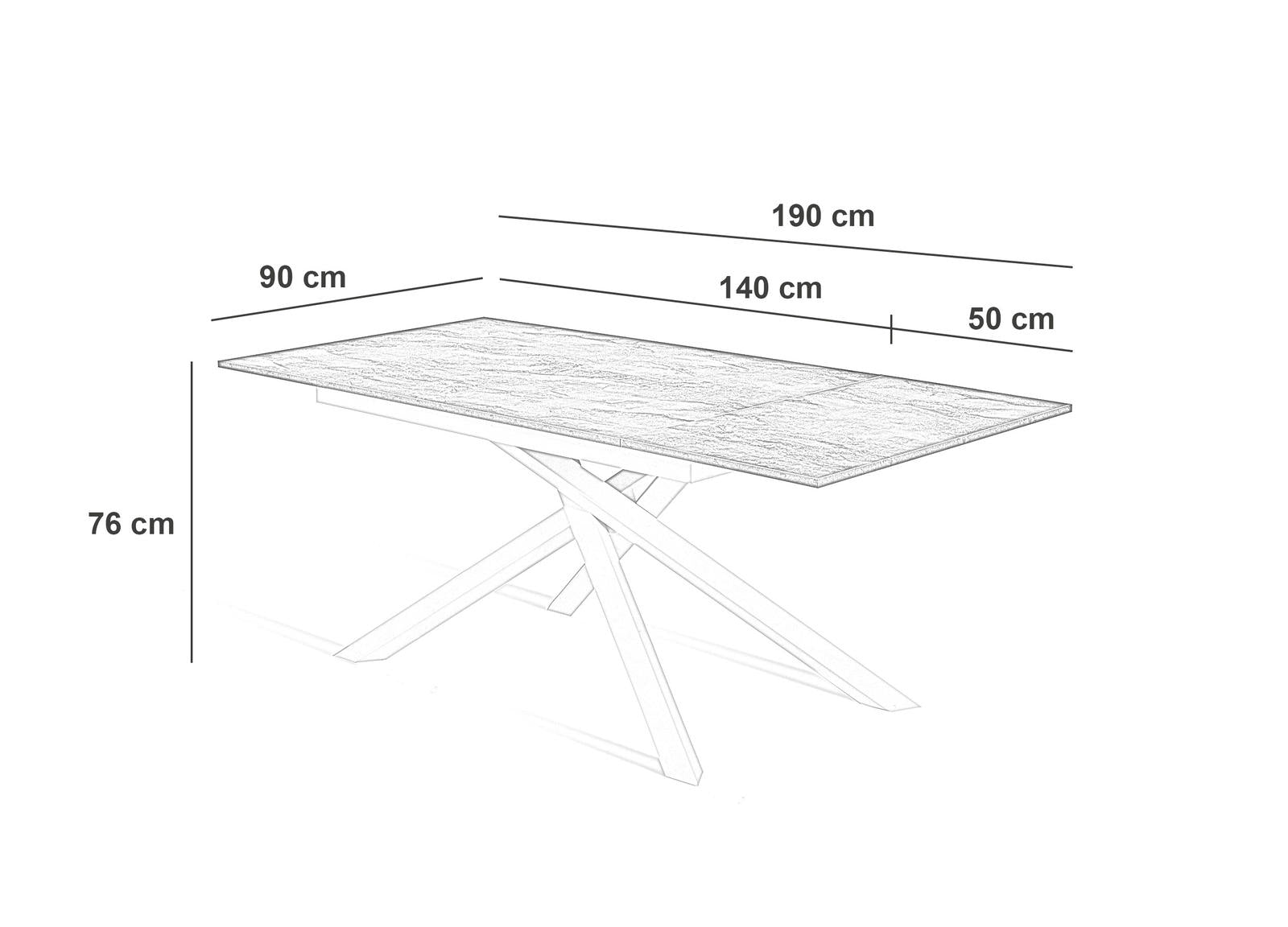 Tavolo Allungabile 140/190x90x76 cm in Melaminico Pulse Bianco