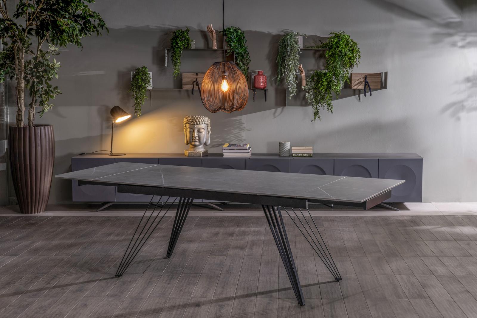 Tavolo Allungabile 160/240x90x76 cm in Ceramica Match 1 Grigio Opaco